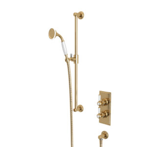 Tavistock Lansdown Dual Function Concealed Shower System With Riser Kit & Overhead Shower - Brass