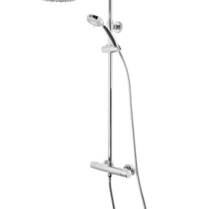 Tavistock Merit Round Exposed Bar Shower System with fixed head and handset - Chrome