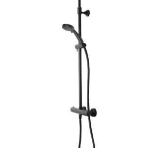 Tavistock Merit Round Exposed Bar Shower System with fixed head and handset - Black