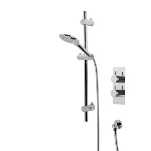 Tavistock Merit Round Concealed Thermostatic Dual Shower System with fixed head and handset - Chrome