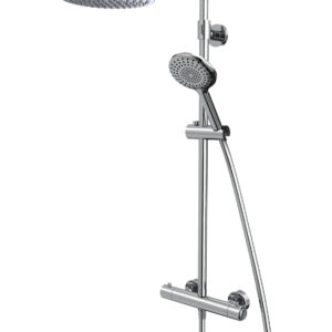 Tavistock Merit Push Button Thermostatic Dual Shower Bar with fixed head and handset - Chrome