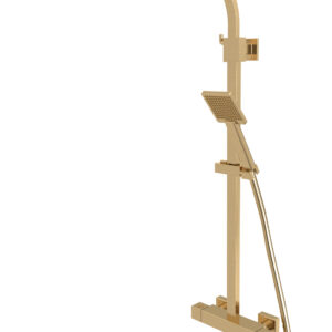 Tavistock Index Cool Touch Square Dual Function Bar Shower System with Fixed Head & Handset - Brass