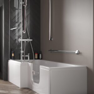 Solarna Easy Access 1700 x 700/850mm Right Hand Walk In Shower Bath - White