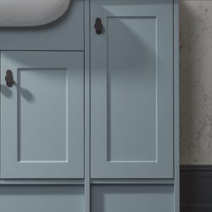 Tavistock Legacy 200mm Slim Floor Cupboard Unit with Door & Carcass - Mineral Blue/Natural Oak