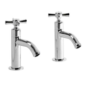 Tavistock Cheltenham Basin Pillar Taps exc waste - Chrome