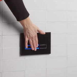 Tavistock Touch Operated Sensor Flush Plate - Black Glass