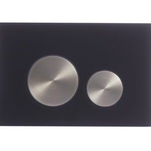 Tavistock Glass Dual Flush Plate - Black Glass with Nickel Buttons