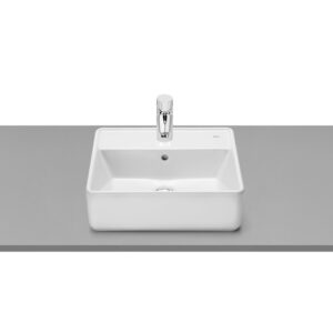 Roca The Gap 420 x 390mm 1 Tap Hole Square On-Countertop Basin - White