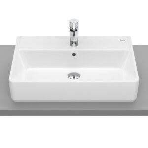 Roca The Gap 600 x 420mm 1 Tap Hole Square On-Countertop Basin - White