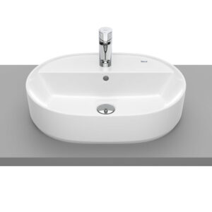 Roca The Gap 550 x 400 1 Tap Hole mm Round On-Countertop Basin - White