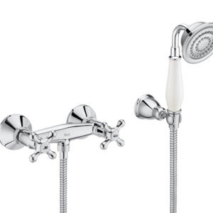 Roca Carmen Wall Mounted Shower Mixer & Kit - Chrome