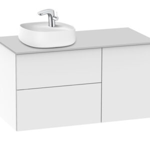 Roca Beyond 1000mm Base Unit & Countertop for 455mm On-Countertop LH Basin-White Gloss (excl. basin)