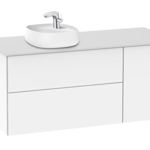 Roca Beyond 1200mm Base Unit & Countertop for 455mm On-Countertop LH Basin-White Gloss (excl. basin)