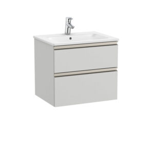 Roca The Gap Standard 600mm Vanity Unit & Basin 2 Drawer - Matt Arctic Grey