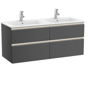 Roca The Gap Standard 1200mm 4 Drawer Double Vanity Unit & Basin - Anthracite Grey