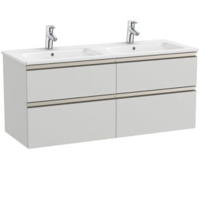 Roca The Gap Standard 1200mm 4 Drawer Double Vanity Unit & Basin - Matt Arctic Grey