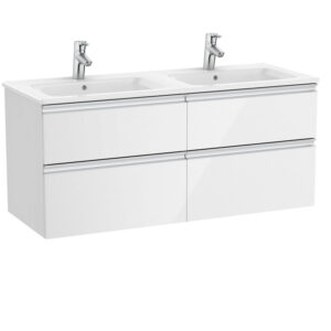 Roca The Gap Standard 1200mm 4 Drawer Double Vanity Unit & Basin - Gloss White