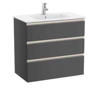 Roca The Gap Standard 800mm Vanity Unit & Basin 3 Drawer - Anthracite Grey