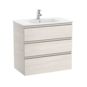Roca The Gap Standard 800mm Vanity Unit & Basin 3 Drawer - Nordic Ash