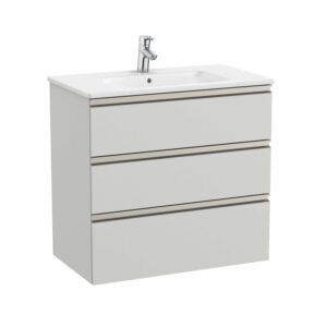 Roca The Gap Standard 800mm Vanity Unit & Basin 3 Drawer - Matt Arctic Grey