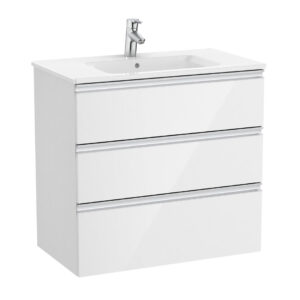 Roca The Gap Standard 800mm Vanity Unit & Basin 3 Drawer - Gloss White