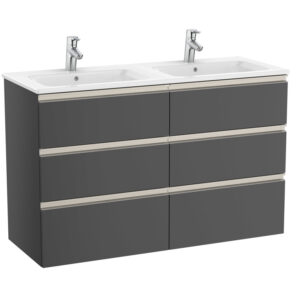 Roca The Gap Standard 1200mm Double Vanity Unit & Basin 6 Drawer - Anthracite Grey