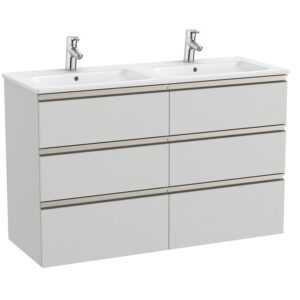 Roca The Gap Standard 1200mm Double Vanity Unit & Basin 6 Drawer - Matt Arctic Grey