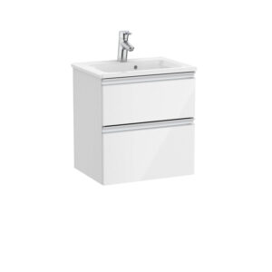 Roca The Gap 500mm Compact Vanity 2 Drawer Unit & Basin - Gloss White