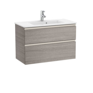 Roca The Gap 800mm Compact Vanity 2 Drawer Unit & Basin - City Oak