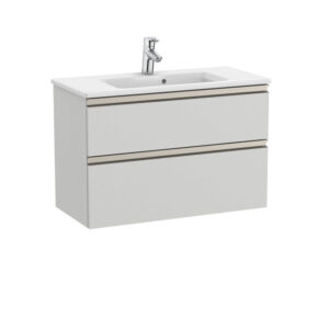 Roca The Gap 800mm Compact Vanity 2 Drawer Unit & Basin - Matt Arctic Grey