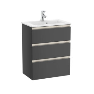 Roca The Gap 600mm Compact Vanity 3 Drawer Unit & Basin - Anthracite Grey