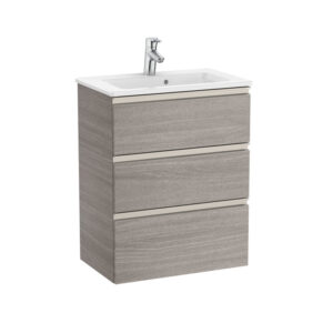 Roca The Gap 600mm Compact Vanity 3 Drawer Unit & Basin - City Oak