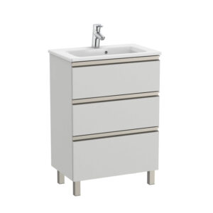 Roca The Gap 600mm Compact Vanity 3 Drawer Unit & Basin - Matt Arctic Grey