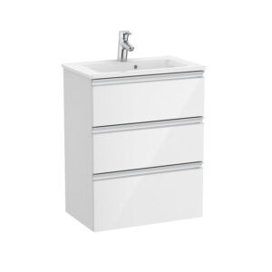 Roca The Gap 600mm Compact Vanity 3 Drawer Unit & Basin - Gloss White