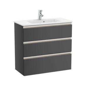 Roca The Gap 800mm Compact Vanity 3 Drawer Unit & Basin - Anthracite Grey