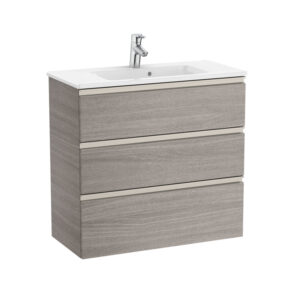 Roca The Gap 800mm Compact Vanity 3 Drawer Unit & Basin - City Oak