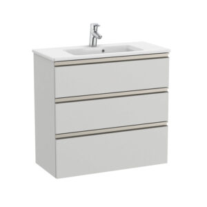 Roca The Gap 800mm Compact Vanity 3 Drawer Unit & Basin - Matt Arctic Grey