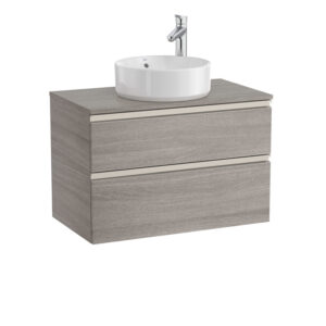 Roca The Gap 800mm 2 Drawer On Counter Unit & Countertop - City Oak (excl. basin)