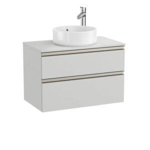 Roca The Gap 800mm 2 Drawer On Counter Unit & Countertop - Matt Arctic Grey (excl. basin)