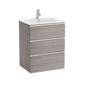 Roca The Gap Standard 550mm Vanity Unit & Basin 3 Drawer - City Oak