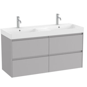 Roca ONA 1200mm 4 Drawer Furniture Pack with Double Basin - Matt Sand Grey