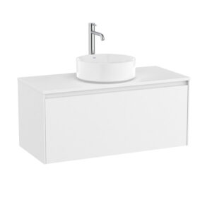 Roca ONA 1000mm On-Countertop Unit & Worktop - Matt White