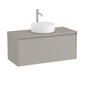 Roca ONA 1000mm On-Countertop Unit & Worktop - Matt Sand Grey