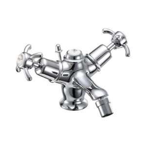 Burlington Anglesey Quarter Turn Bidet Mixer with Pop -Up Waste - Chrome/White