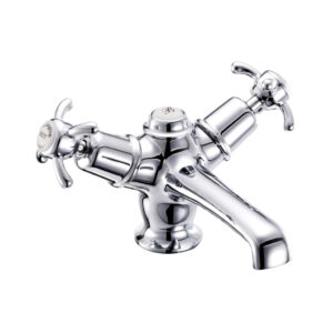 Burlington Anglesey Quarter Turn Basin Mixer with Click Clack Waste - Chrome/White