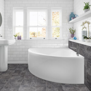 Trojan Laguna Corner Bath 1350 x 1350mm - White - No Tap Holes