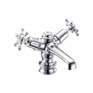 Burlington Birkenhead Regent Basin Mixer with Click Clack Waste - Chrome/White**