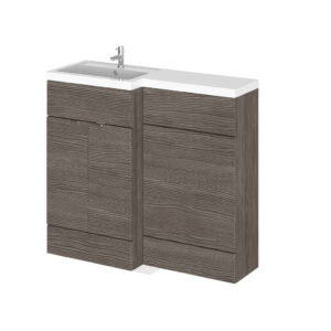 Hudson Reed Fusion 1000mm Full Depth LH Basin Unit, Basin & Slim WC Unit - Brown Grey Avola