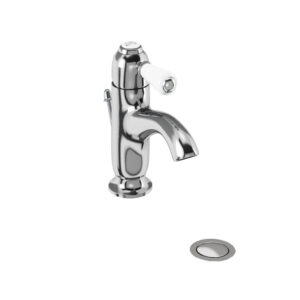 Burlington Chelsea Curved Basin Mixer with Waste - Chrome/White