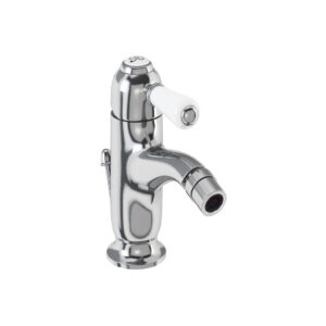 Burlington Chelsea Curved Bidet Mixer with Pop-Up Waste - Chrome/White